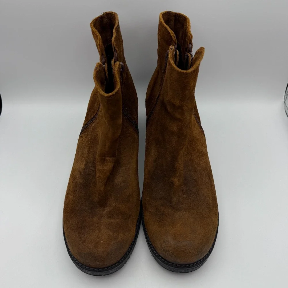 Naot Suede Ankle Boots Brown Leather Block Heel Zip Up Comfort EU‎ 42 US 11
